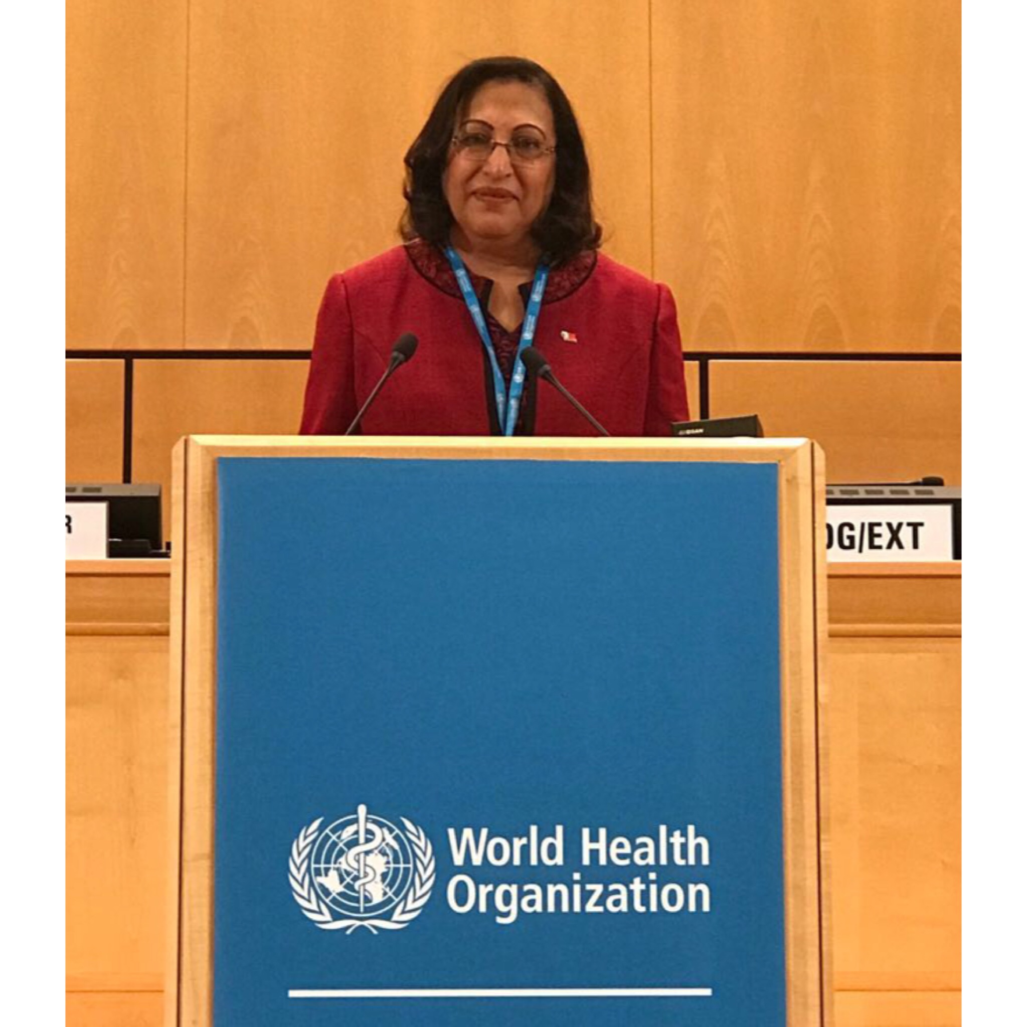 وزيرة الصحة تلقي بيان أمام جمعية الصحة العالمية الحادية والسبعون بجنيف ..  وتؤكد على تقدم النظام الصحي بالبحرين ضمن أفضل الأنظمة الصحية عالمياً .. 