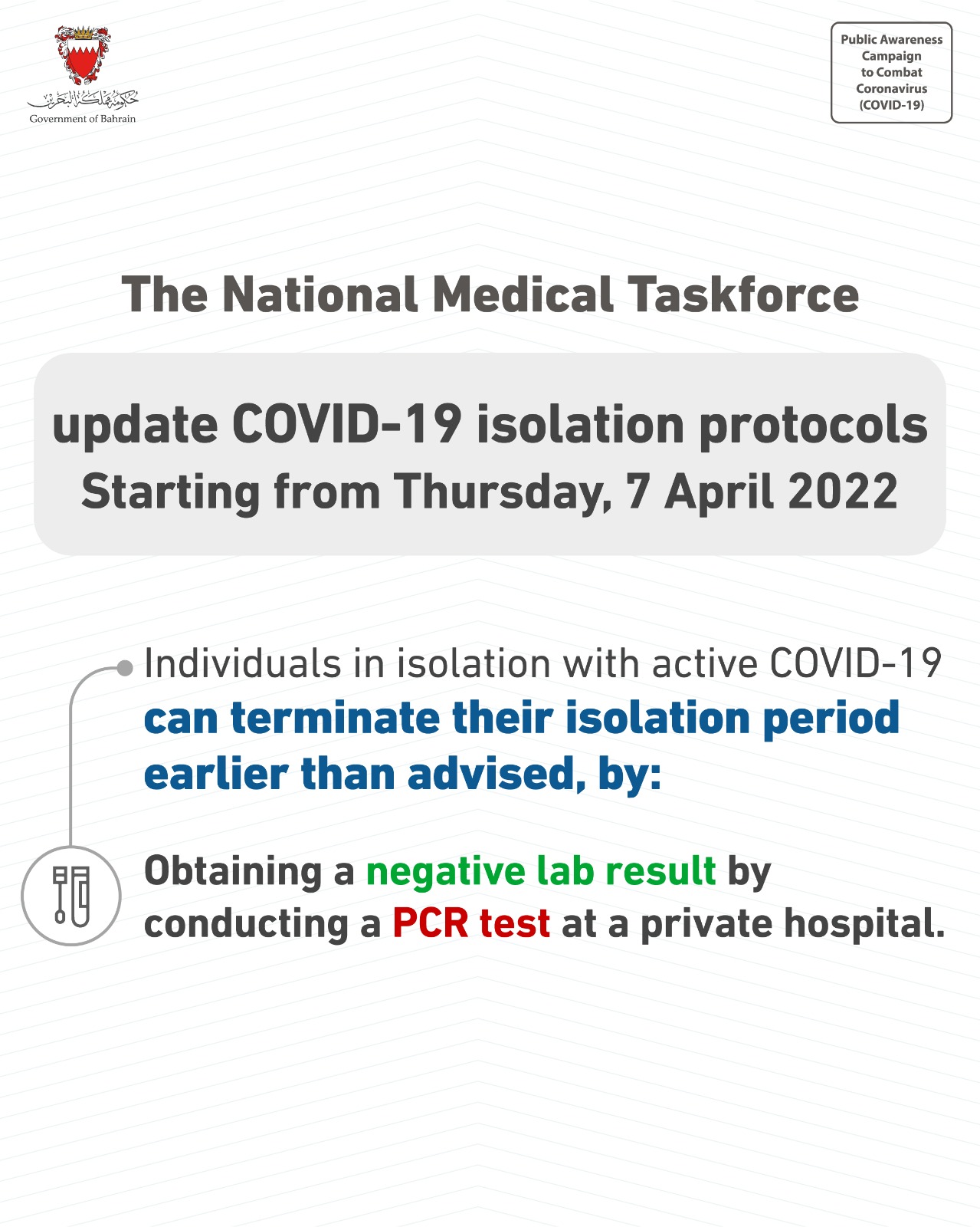 The National Medical Taskforce update COVID-19 isolation protocols: 05 April 2022